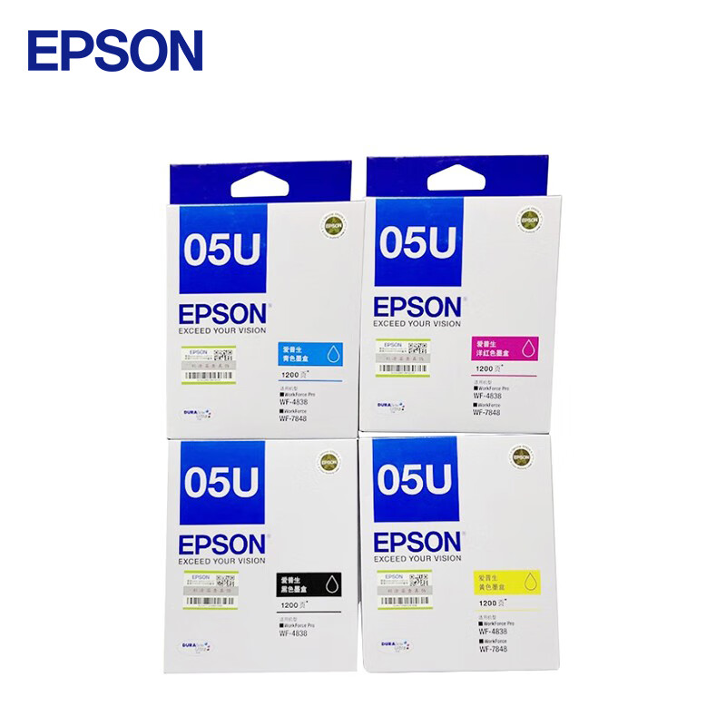 爱普生(EPSON) T05U1-T05U4 四色墨盒套装 黑/青/红/黄(适用WF-4838机型)约4800页