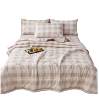 铭思沃夏被三件套1.2米床 粉格 套