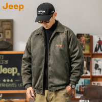 JEEP吉普美式鹿皮绒飞行夹克男士秋冬款上衣外套潮牌翻领棉衣棉服