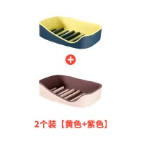 肥皂盒吸盘挂壁式创意免打孔卫生间置物架浴室双层沥水吸盘香皂盒 三维工匠 拼色款-灰色
