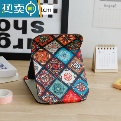 敬平小镜子女随身化妆镜便携折叠镜梳妆台台式桌面可立宿舍学生办公室 绚丽民族-小号便携式用镜