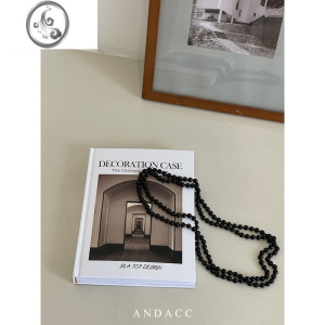 JiMiAnd Acc黑色珍珠长项链亚克力多多层锁骨链毛衣链颈链简约女 黑色现货速发