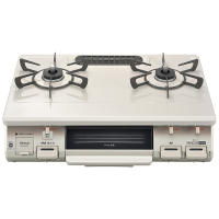 日本进口林内液化气灶基础版台式两眼头日系煤气炉烤箱单面烤液化气RT64JH7S2-CL-LP水晶涂层面板白色左大火