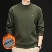 男士德绒打底衫半高领男式加绒T恤上衣中年爸爸加厚保暖衣男装T恤