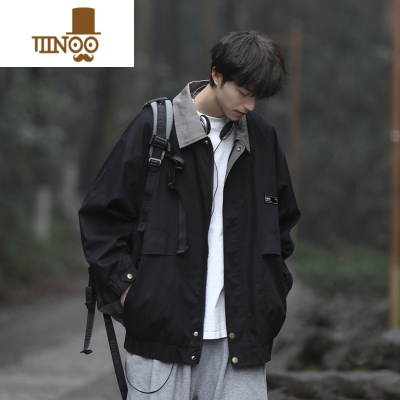YANXU日系复古翻领宽松休闲夹克男士潮牌山系工装痞帅外套上衣服