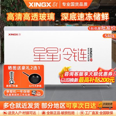 星星(XINGX)540升深底岛柜商用冰柜 冷藏冷冻单温卧式展示柜 超市便利店雪糕饮料大容量展示柜SD/SC-540BE