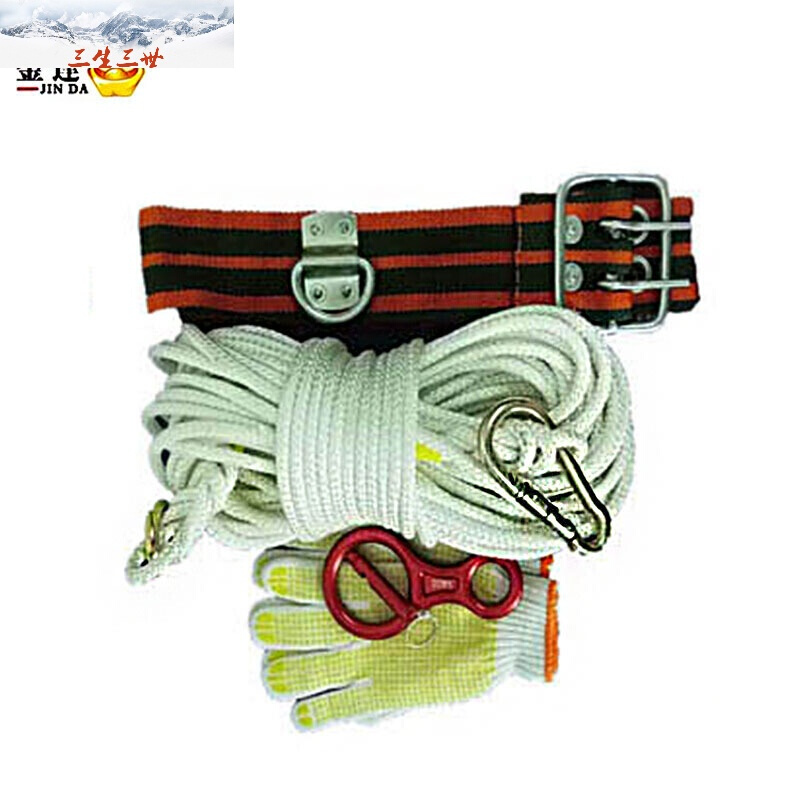 整套装备高楼应急消防火灾逃生绳腰带8字缓降器口哨耐磨手套安全救生绳钢丝绳家庭自救