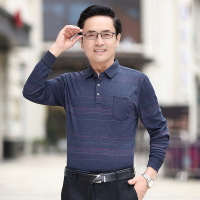春季男士长袖T恤薄款中年男士翻领商务休闲polo衫T恤爸爸装_421