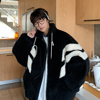 NEWLAKE羔绒外套男韩版潮流冬季加厚保暖棉衣宽松休闲帅气学生立领棉袄棉衣