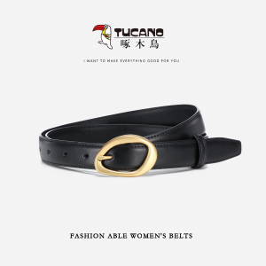 啄木鸟皮带女士2025新款配牛仔裤腰带时尚百搭黑色ins女款tk真品