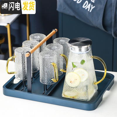 三维工匠英式下午花茶套装透明家用玻璃水果茶壶茶具北欧茶杯杯子可加热 玻璃花茶茶具9件套[252]配6勺子