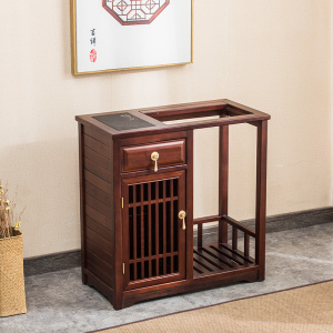 MULTIPOTENT花梨木茶车功夫茶具茶盘茶桌家用小茶台茶柜胡桃色静思茶车柜