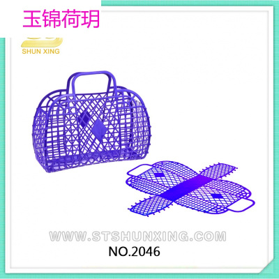 厂家直销大号菜篮塑料购物篮方便携带可拆装折叠 浴筐收纳筐