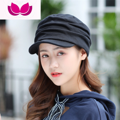 七斓百搭纯色 皱褶加绒加厚保暖有沿鸭舌帽子女士有檐帽子