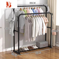 三维工匠家用室内落地挂衣架房间衣服衣帽小型架杆式卧室简易移动晾衣架子
