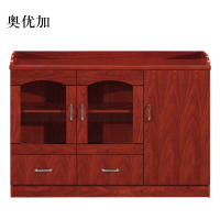 奥优加胡桃色餐边柜简约茶水柜三门1200*400*860