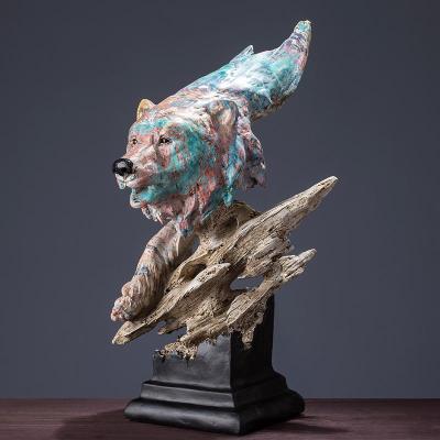 美帮汇艺术熊头装饰品摆件 家居家装饰品客厅房间酒柜电视柜办公室