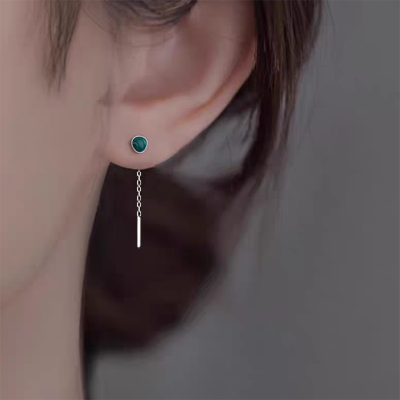 s925银小众简约牛油果耳线女2025年新款精致百搭流苏耳链精致耳饰送女朋友老婆情人节七夕生日礼物