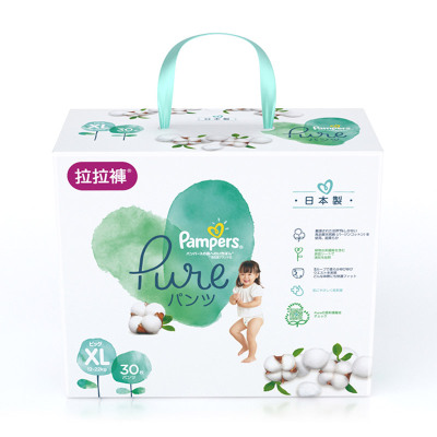 帮宝适(Pampers)进口纯净帮拉拉裤XL30婴幼儿尿不湿裤型纸尿裤加大码30片（9kg-14kg）