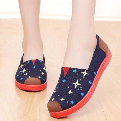 新款舒适帆布鞋女春夏透气休闲鞋女一脚蹬懒人单鞋平底北京布鞋豆豆鞋女布面莎丞