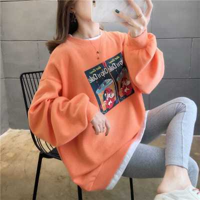 卫衣女潮长袖新款外套春秋假两件宽松薄T恤大码中长款女美铂娜