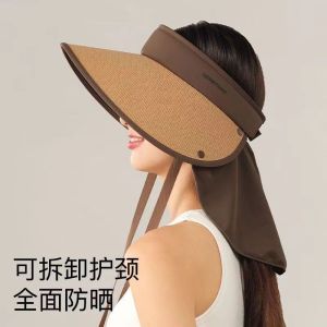 [5.0升级加大帽檐带护颈设计]可折叠防晒空顶帽女夏遮脸遮阳帽
