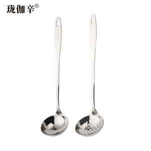 珑伽辛 不锈钢加厚长柄大汤勺漏勺 2把装/套