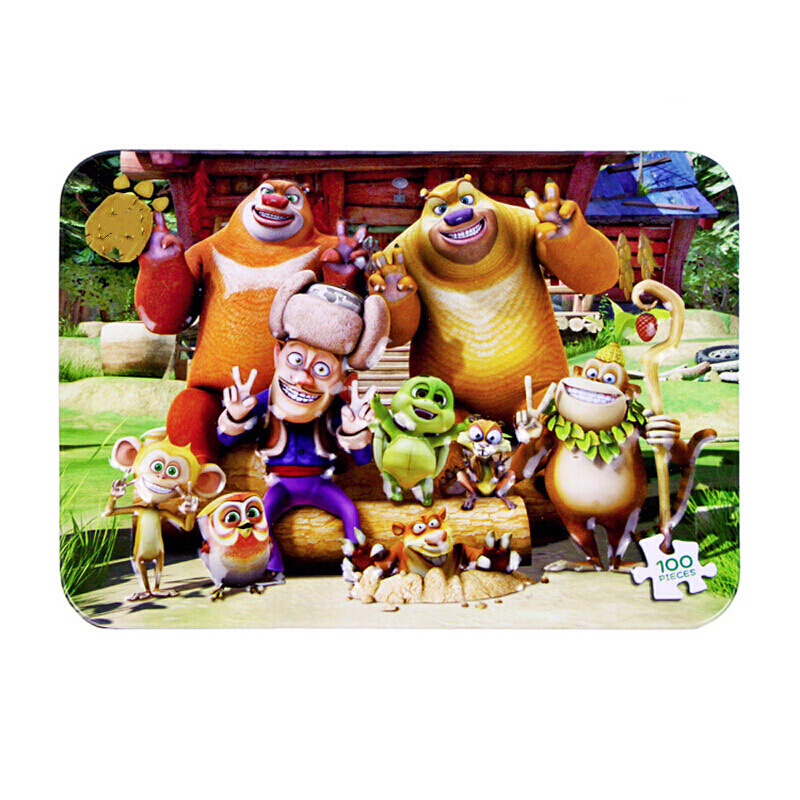 玩具拼图铁盒装儿童木质200片幼儿园活动 100片超级飞侠