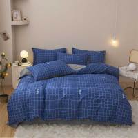 安居先森40支纱高支高密全棉印花单人床三件套活性印染员工宿舍常用0.9米床/1.2米床床上用品三件套D1382