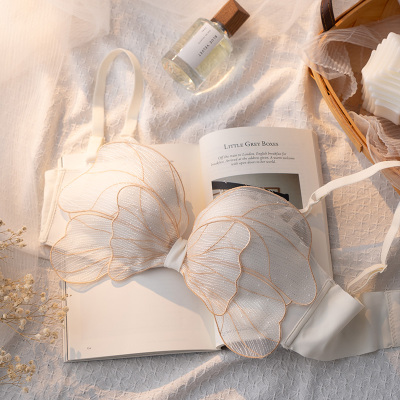 Ideamini内衣女小胸聚拢加厚无钢圈蝴蝶结收副乳上托平胸专用性感文胸套装文胸套装