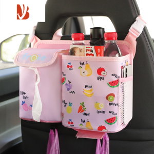 三维工匠领克03车载纸巾盒垃圾桶06车内装饰挂式座椅背收纳袋汽车改装用品 水果世界-粉色[二合一收纳]运动椅专用