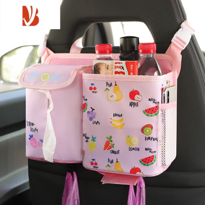 三维工匠领克03车载纸巾盒垃圾桶06车内装饰挂式座椅背收纳袋汽车改装用品 水果世界-粉色[二合一收纳]运动椅专用