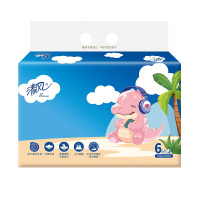清风抽纸3层100抽6包1提卡通湿水不易破原生木浆BR40AB