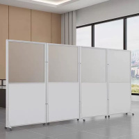 办公室可移动折叠屏风透明亚克力办公隔断墙屏