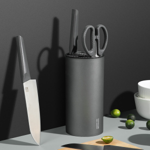 炊大皇刀具套装厨房切菜刀家用切片切肉剁骨刀厨具全套组合五件套深灰色