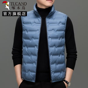 啄木鸟羽绒马甲男2024冬季新款轻薄背心保暖坎肩时尚立领外穿内胆