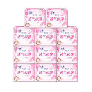 洁婷日用卫生巾樱花装透气极薄245mm组合88片套装姨妈巾8片11包