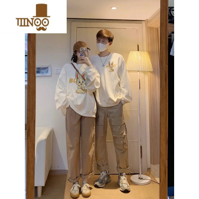 YANXU七夕礼物情侣装秋季冬款卫衣潮流外套ins小众设计感2022新款套装