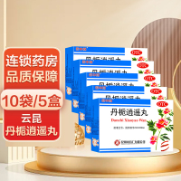 1疗程5盒装]云昆 丹栀逍遥丸10袋*5盒 用于肝郁化火胸胁胀痛烦闷急躁食欲不振或有潮热以及妇女月经先期等