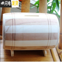 三维工匠创意网红大容量储蓄儿童存钱罐只进不出不可取男孩女孩木质箱网红 桔红色定制文字十字内储蓄罐