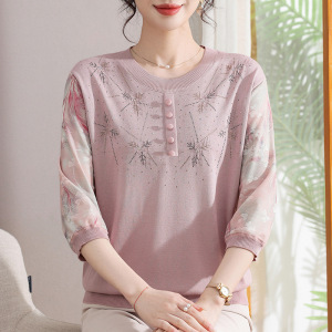 妈妈装夏季小衫洋气中老年女士休闲针织衫女薄款夏装衣服中年装女