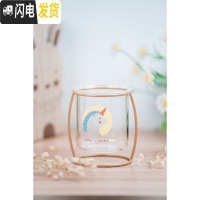 三维工匠创意ins风玻璃笔筒多功能文具收纳北欧圆形可爱铁艺笔筒桌面摆件 独角兽B款