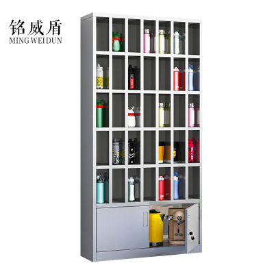 铭威盾304不锈钢员工车间多格茶杯放置收纳柜25格水杯柜1800*900*250