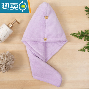 敬平双层珊瑚绒洗头干发帽吸水浴帽速干器女可爱卡通加厚长毛巾 双层(1条)紫色