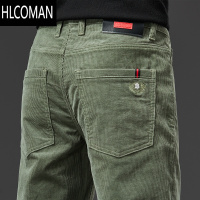 HLCOMAN灯芯绒男裤宽松直筒男士裤子款加绒加厚p暖中年爸爸秋季男裤