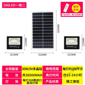 苏宁放心购 太阳能灯户外庭院灯大功率家用室内超亮农村一拖二三防水照明路灯