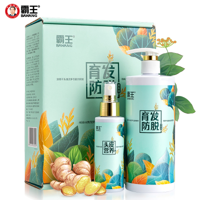 霸王育发防脱洗发水控油套装育发增发密发生姜汁控油防脱洗发液468ml+营养液98mlINS风礼盒装大容量控油洗头膏