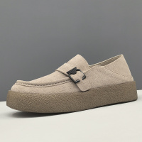 男士真皮百搭豆豆鞋一脚蹬懒人鞋小众欧洲站男鞋高端小众休闲鞋男