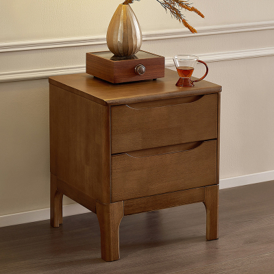 全友家居新中式卧室橡胶木实木床头柜