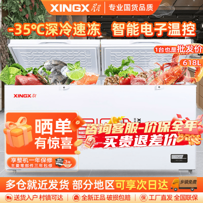 星星(XINGX)BD/BC-618GD厨房商用保鲜设备卧式冷柜单温冷藏冷冻转换家用大容量-35℃深冷速冻超市丸子雪糕柜